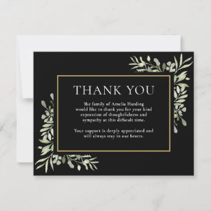 Funeral Thank You Greenery Watercolor Leaves Card