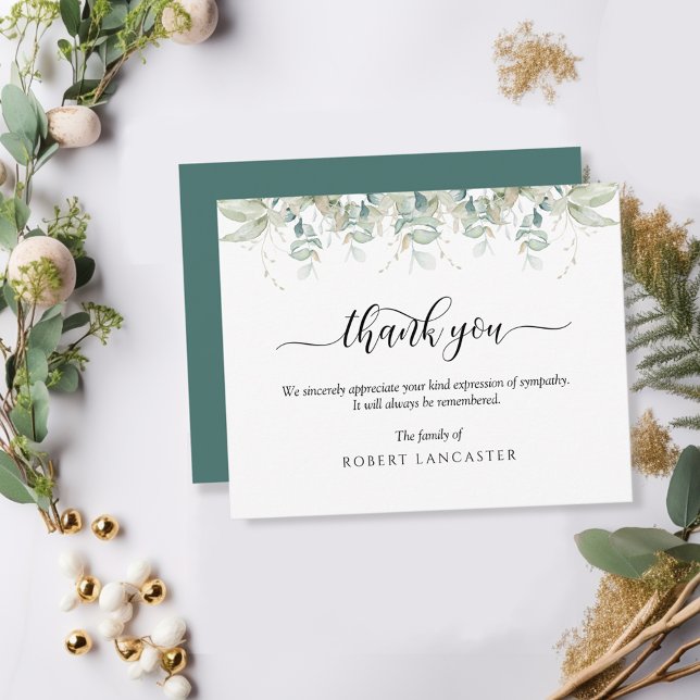 Funeral Thank You Note, Airy Greenery Card (Creator Uploaded)