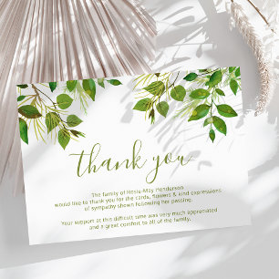 Funeral Thank You Note Behreavement Card