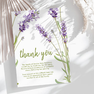 Funeral Thank You Note Behreavement Lavender Card