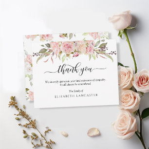 Funeral Thank You Note, Blush Floral Card