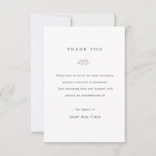 Funeral Thank You Note Card