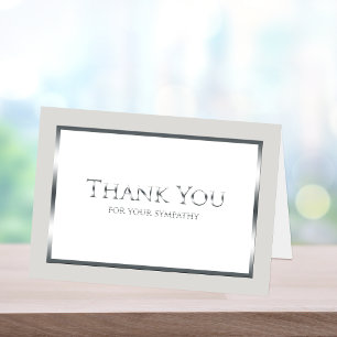 Funeral Thank You Note Card -- Classic Silver