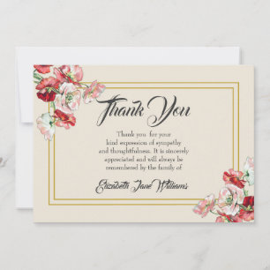 Funeral Thank You Note Card Poppies
