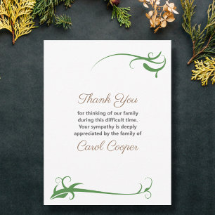 Funeral Thank You Note Card with floral ornaments