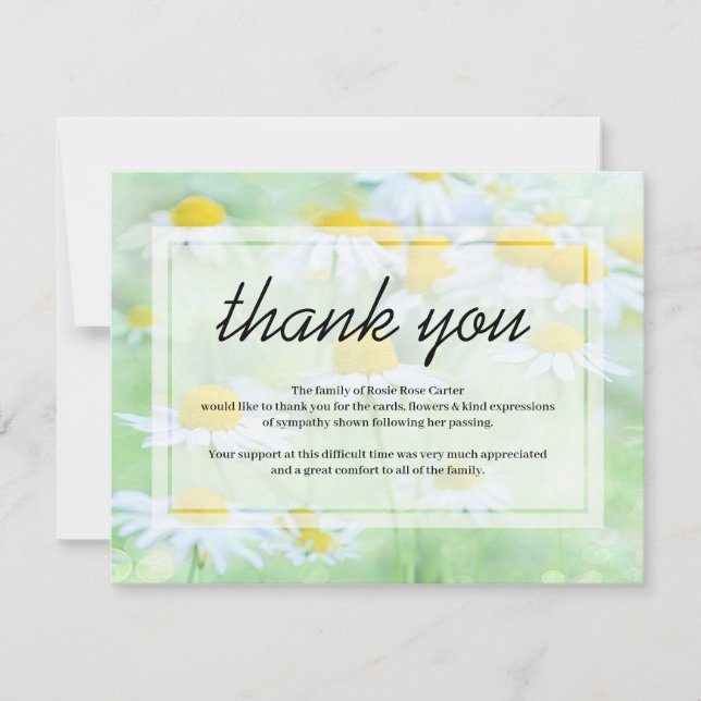 Funeral Thank You Note | Daisy Floral Sympathy (Front)