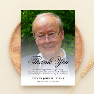 Funeral Thank You Note Grief Photo Bereavement Card