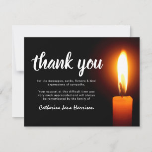 Funeral Thank You Note Memorial Candle Card