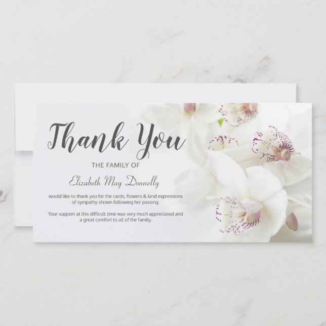 Funeral Thank You Note | Orchid Bereavement Card (Front)