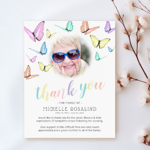 Funeral Thank You Note Photo Butterfly Card