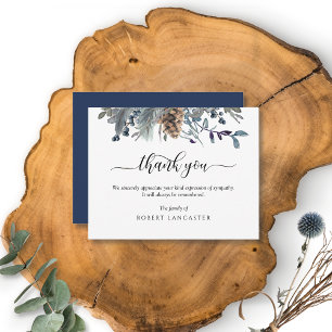 Funeral Thank You Note, Rustic Blue Foliage