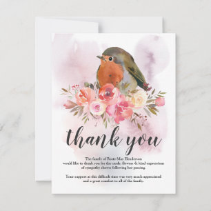 Funeral Thank You Note Sympathy Robin Card