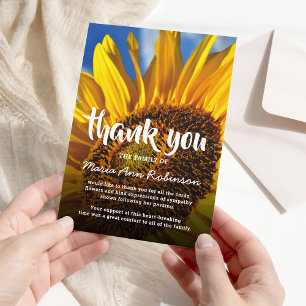 Funeral Thank You Note   Vibrant Sunflower