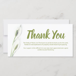 Funeral Thank You Note   White Lily Floral Card