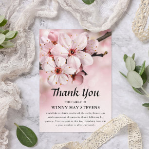 Funeral Thank You Pink Blossom Memorial Card