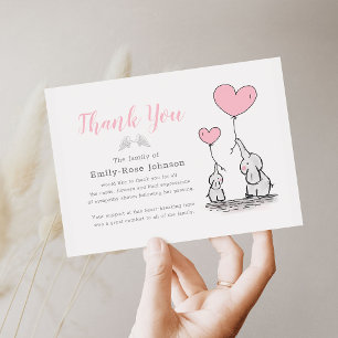 Funeral Thank You Pink Child's Bereavement