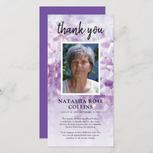 Funeral Thank You   Purple Floral Photo Card