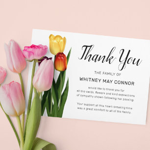 Funeral Thank You Tulip Flower Memorial Card
