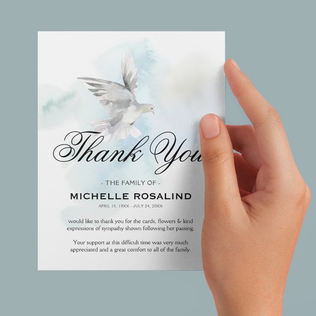 Funeral Thank You White Dove Sympathy Card (Creator Uploaded)