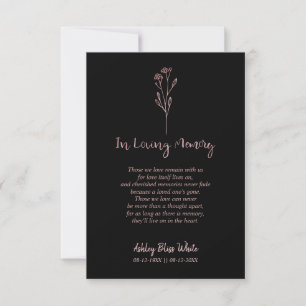 Funeral Trendy Rose Gold Effect Memorial Dear Ones Invitation
