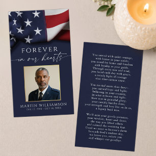 Funeral USA Flag Military Photo Prayer Card