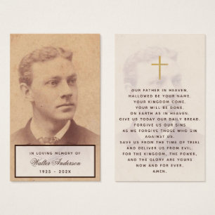 Funeral Vintage Photo Script Memorial Prayer Card