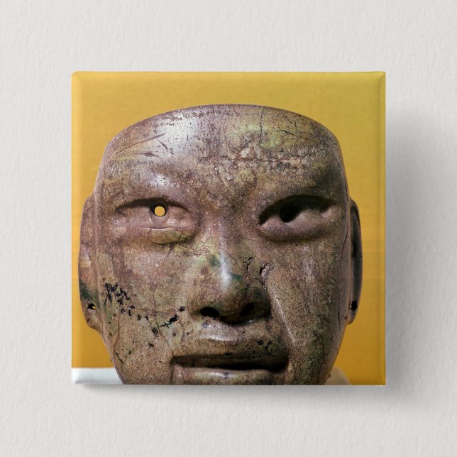 Funerary mask, Olmec, from Mexico 15 Cm Square Badge (Front)