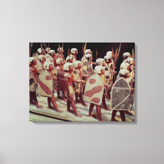 Funerary model of marching armed soldiers canvas print (Front)