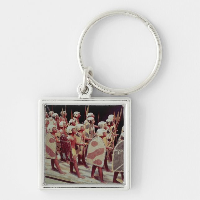 Funerary model of marching armed soldiers key ring (Front)