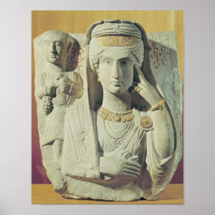 Funerary relief with a female figure poster