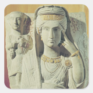 Funerary relief with a female figure square sticker