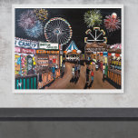 Funfair at Night Painting by Alfred Fox Canvas Print<br><div class="desc">Canvas Print of Funfair at Night Painting by Alfred Fox.</div>
