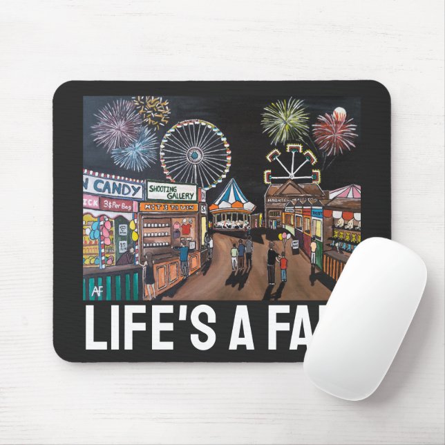 Funfair at Night Painting by Alfred Fox Mouse Pad (With Mouse)