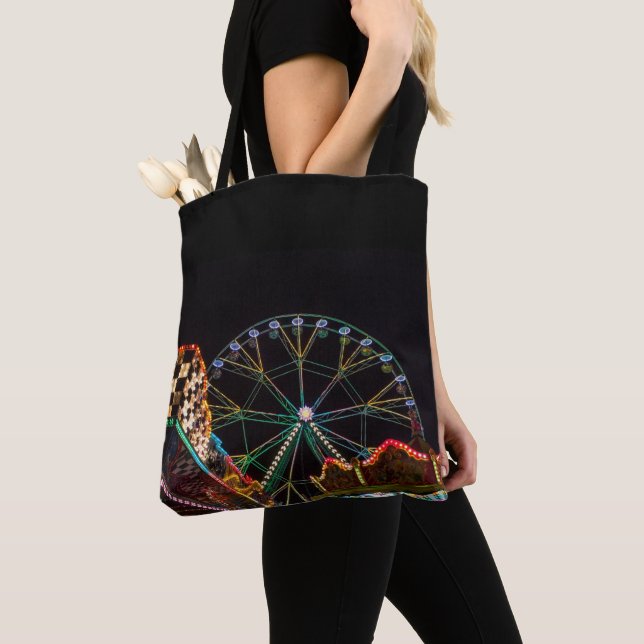 Funfair Ferris Wheel at Night Tote Bag (Close Up)