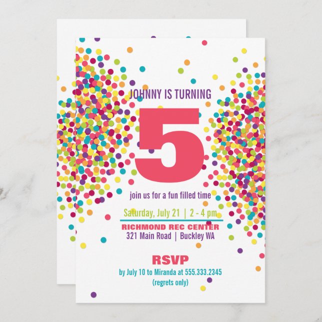 Funfetti Photo Birthday Party Invitation (Front/Back)