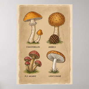Fungi Chronicles: An Antique Mycological Study Poster