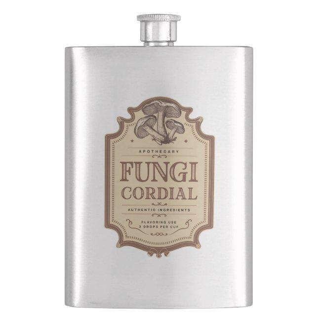 Fungi Cordial Halloween Party Vintage Hip Flask (Front)