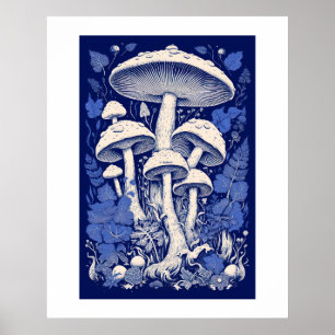 Fungi kingdom mushroom fungus agaric. poster