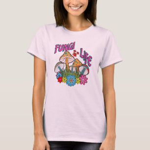 Fungi Life Retro Psychedelic Boho Floral Mushrooms T-Shirt