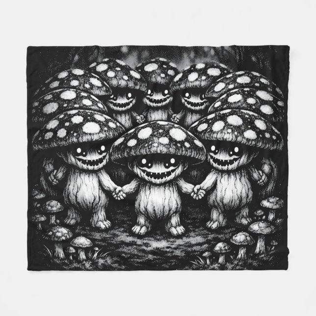 Fungus Folk •  Forest Creatures by BurnsInHell Fleece Blanket (Front (Horizontal))