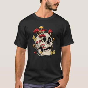 Fungus Magic Psilocybin Mushrooms Skull Face Hippi T-Shirt