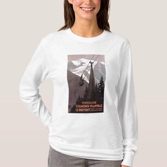 Funiculaire Le Brevent Cable Car Poster T-Shirt (Front)