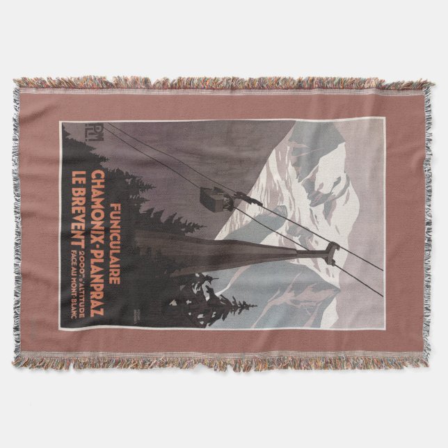 Funiculaire Le Brevent Cable Car Poster Throw Blanket (Front)