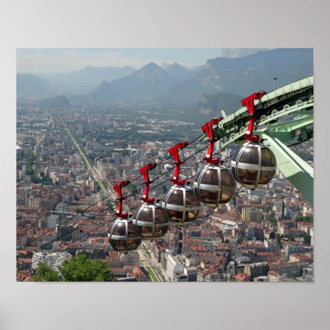 Funicular Over Grenoble, France. Poster (Front)