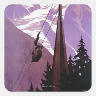 Funicular Railway to Brevent Mt. Square Sticker