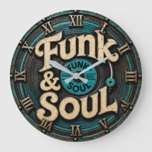 Funk & Soul Vinyl Record Vintage Retro Music Decor Large Clock