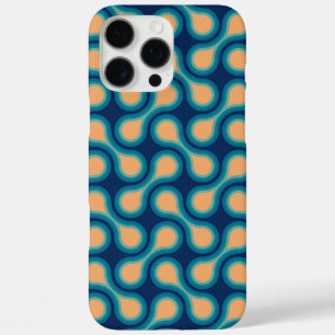 Funky 1970s Metaball Graphic Circle Barbell Blue iPhone 16 Pro Max Case