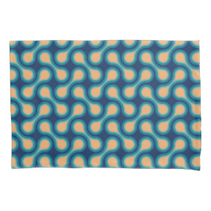 Funky 1970s Metaball Graphic Circle Barbell Blue Pillowcase