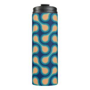 Funky 1970s Metaball Graphic Circle Barbell Blue Thermal Tumbler