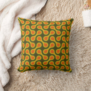 Funky 1970s Metaball Graphic Circle Barbell Green Cushion
